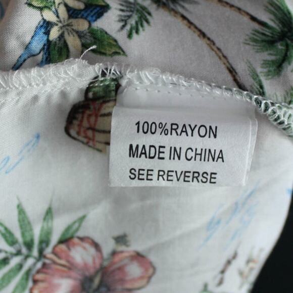 Pure Lure Button Down Short Sleeve Top Tropical Print Fishing Rayon XL - Picture 5 of 5